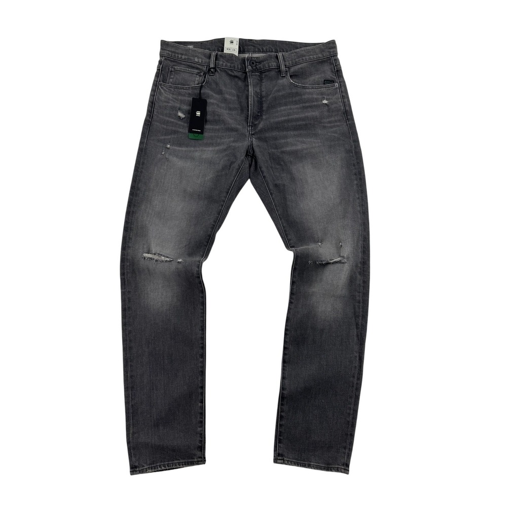 G-Star Raw 3301 Slim Jeans Mens 38x34 Black New Distressed Saigon Stretch Denim